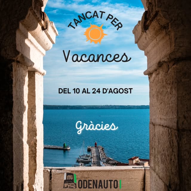 Publicació d’ODENAUTO de les vacances del 2026, amb una vista del mar.